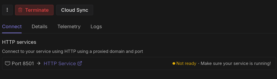 Alt RunPod HTTP Service link